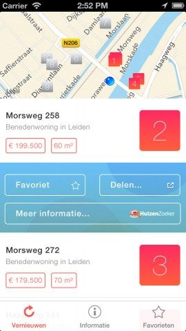 Huis Te Koop iPhone resultaten op kaart