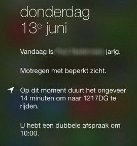 iOS 7 locatiedata Berichtencentrum