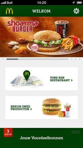 McDonald's Nederland app restaurant vinden