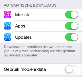 Automatische downloads iOS 7