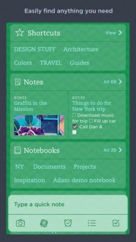 Evernote iOS 7 nieuw hoofdmenu