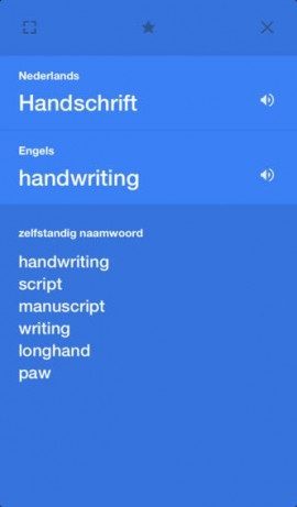 Google Translate handschrift vertaling