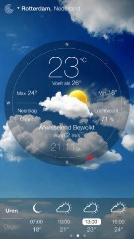 Live Weer cirkelweergave iPhone