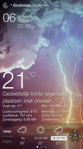 Live Weer tekstweergave iPhone