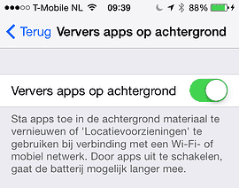 Ververs apps in achtergrond
