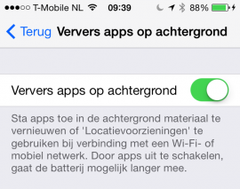 Ververs apps in achtergrond