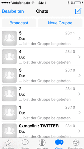 WhatsApp iOS 7 chats