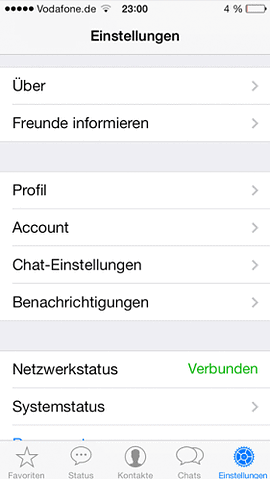 WhatsApp iOS 7 instellingen