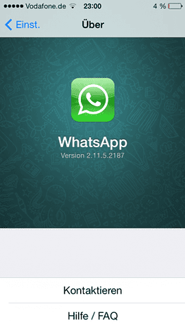 WhatsApp iOS 7 versienummer