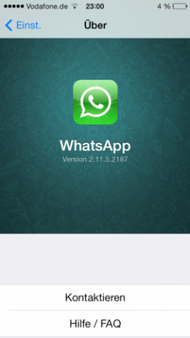 WhatsApp iOS 7 versienummer