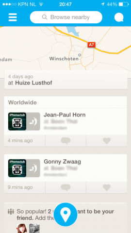 Foursquare aangepast voor iOS 7