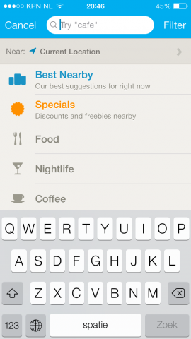 Foursquare aangepast voor iOS 7