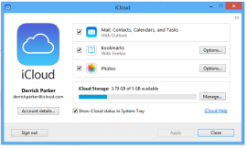 iCloud control panel