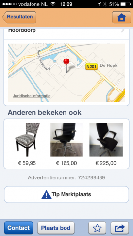 marktplaats kaart en Tipsysteem