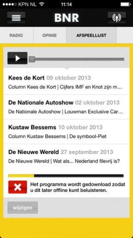 BNR afspeellijst als podcast-app