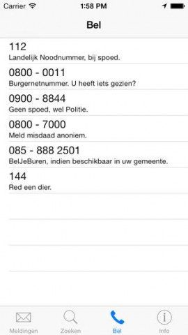 BurgernetNL alarmnummers iPhone-app