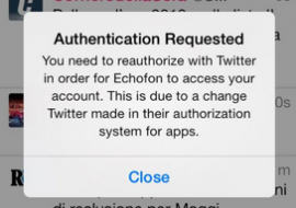 Echofon foutmelding iPhone-app