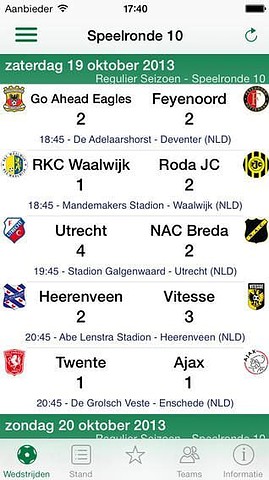 Eredivisie Live iPhone-app speelronde