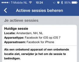 Facebook actieve sessies