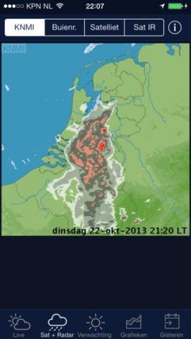 Het Weer in Nederland buienkaart KNMI