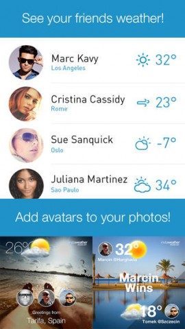 InstaWeather vrienden overzicht iPhone