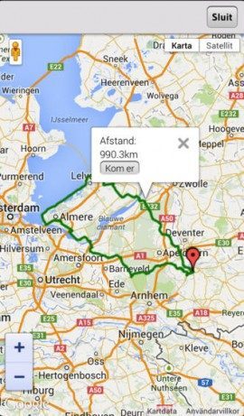 KNMV route op kaart iPhone