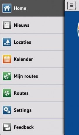 KNMV schuifmenu hoofdpagina iPhone