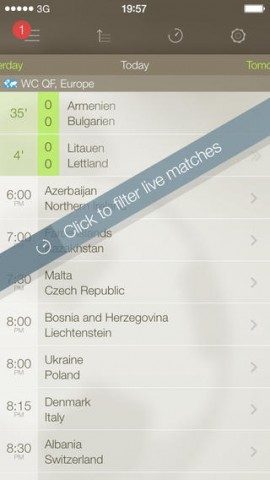 Live Score Addicts iPhone voetbalstanden rij