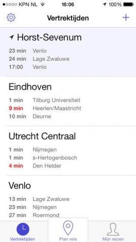 RailPlanner iPhone vertrektijden