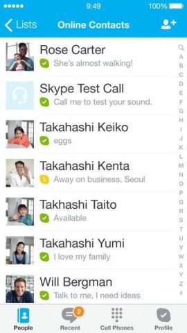 Skype contacten iOS 7 iPhone