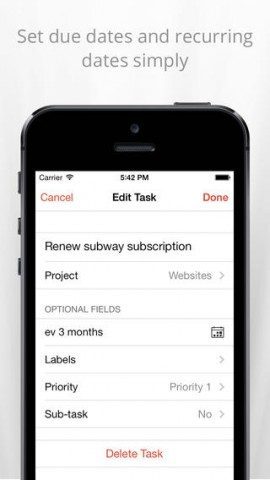 Todoist iOS 7 taak invoeren