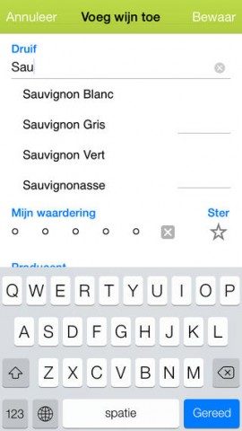 Winebase woord afmaken iPhone