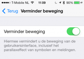 iOS 7.0.3 verminder beweging