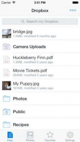 Dropbox iOS 7 iPhone inhoud