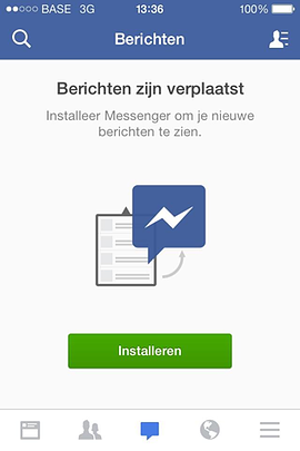 Facebook Messenger installatie verzoek