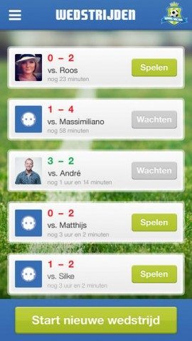 Koning Voetbal menu met tussenstanden iPhone