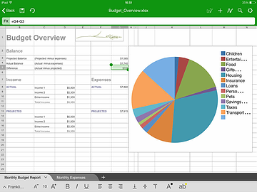 Office Suite Professional iPad spreadsheet