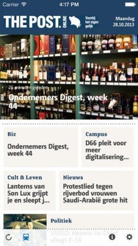 The Post Online voorpagina iPhone