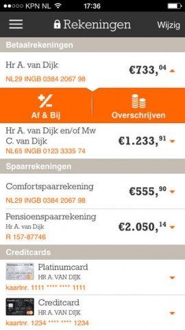 ING Bankieren iPhone rekeningen