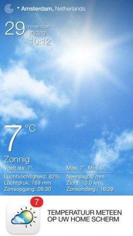 Live Weer Reloaded temperatuur op homescreen