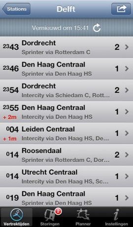 Trein iPhone-app vertrektijden