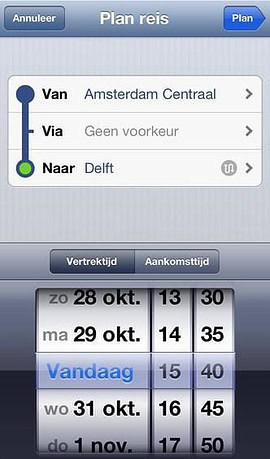 Trein route plannen iOS