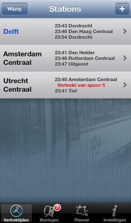 Trein vertrektijden iPhone-app