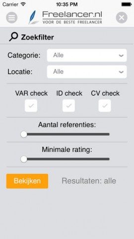 Freelancer.nl iPhone-app zoeken