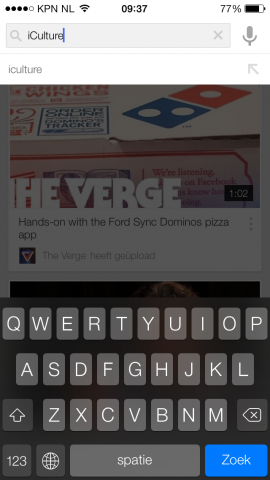 YouTube iOS 7-toetsenbord