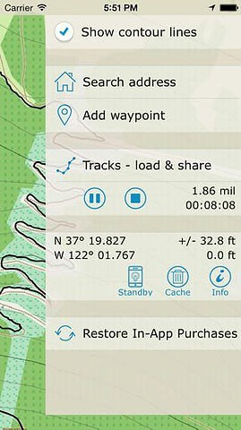 mAPP Waypoints en tracks menu