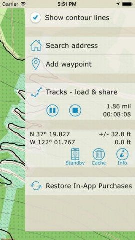 mAPP Waypoints en tracks menu