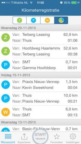 Kilometerregistratie door Scope iPhone ritten