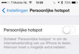 Persoonlijke hotspot iOS 7