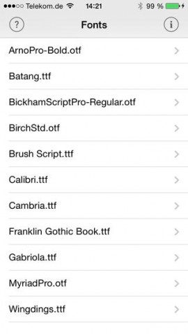 AnyFont lettertypes op de iPhone